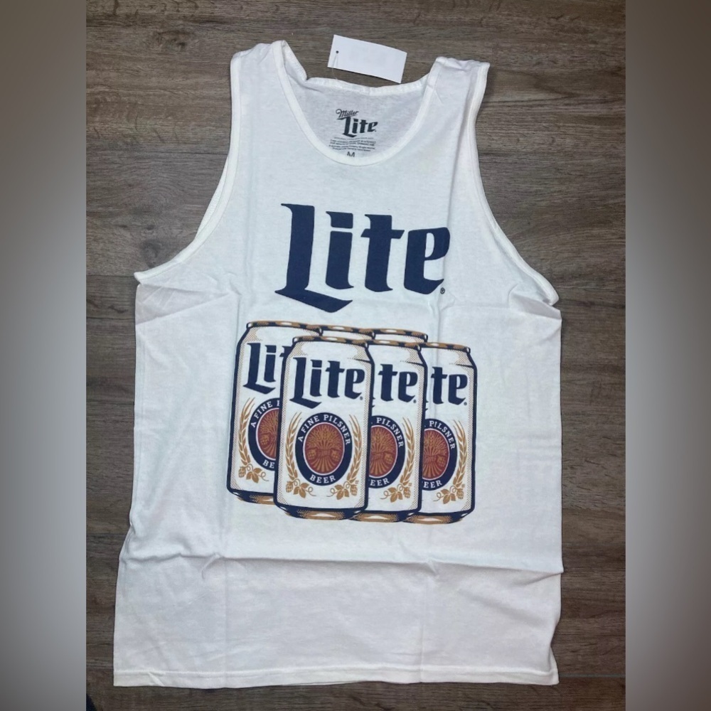 Miller Lite Men Pilsner 6 Pack Tank Top NWT Sleeveless Cotton Medium